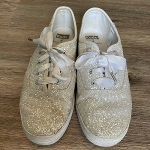 Kate Spade x Keds white glitter shoes size 9